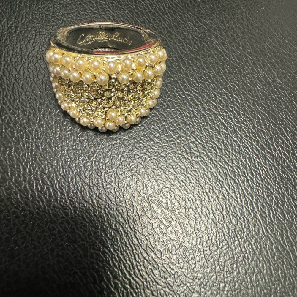 Camille Lucie crystal Swarovski and Pearl combination ring Sz 7.5 - Picture 11 of 16